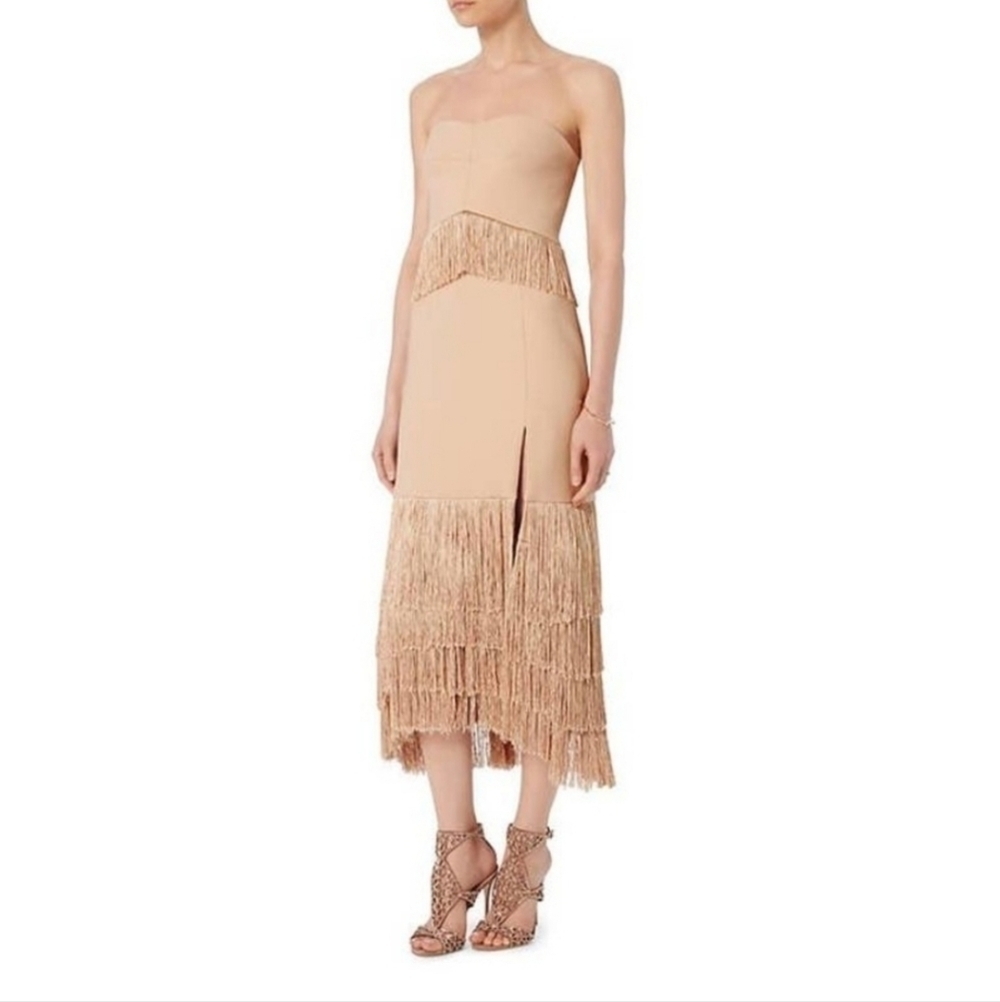 Jonathan Simkhai Nude fringe strapless dress - Picture 2 of 16